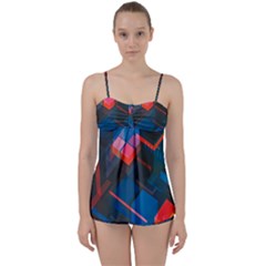 Minimalist Abstract Shaping  Abstract Digital Art Babydoll Tankini Set