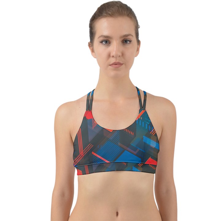 Minimalist Abstract Shaping  Abstract Digital Art Back Web Sports Bra