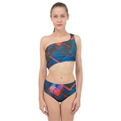 Minimalist Abstract Shaping  Abstract Digital Art Spliced Up Two Piece Swimsuit