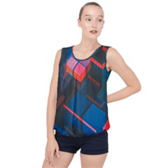 Minimalist Abstract Shaping  Abstract Digital Art Bubble Hem Chiffon Tank Top