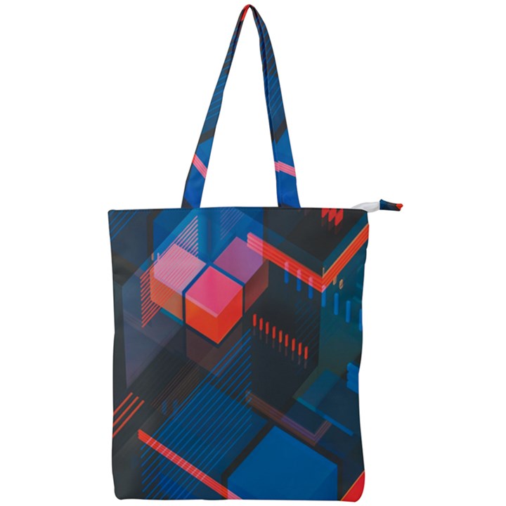 Minimalist Abstract Shaping  Abstract Digital Art Double Zip Up Tote Bag