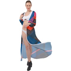 Minimalist Abstract Shaping  Abstract Digital Art Maxi Chiffon Beach Wrap