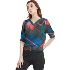 Minimalist Abstract Shaping  Abstract Digital Art Quarter Sleeve Blouse