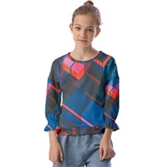 Minimalist Abstract Shaping  Abstract Digital Art Kids  Cuff Sleeve Top