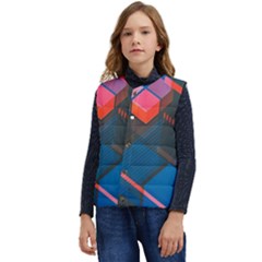 Minimalist Abstract Shaping  Abstract Digital Art Kid s Short Button Up Puffer Vest	