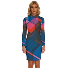 Minimalist Abstract Shaping  Abstract Digital Art Long Sleeve Shirt Collar Bodycon Dress by Jancukart