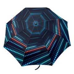 Orange Blue Dot Dots Lines Abstract Abstract Digital Art Folding Umbrellas