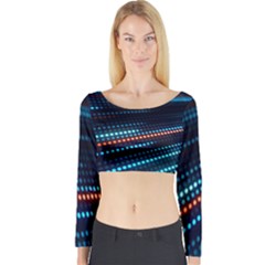 Orange Blue Dot Dots Lines Abstract Abstract Digital Art Long Sleeve Crop Top