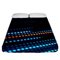 Orange Blue Dot Dots Lines Abstract Abstract Digital Art Fitted Sheet (queen Size)