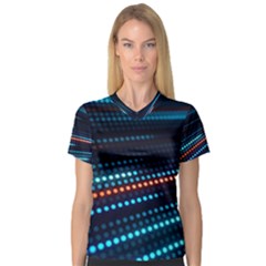 Orange Blue Dot Dots Lines Abstract Abstract Digital Art V-neck Sport Mesh Tee