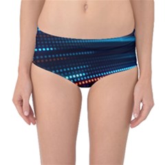 Orange Blue Dot Dots Lines Abstract Abstract Digital Art Mid-waist Bikini Bottoms by Jancukart