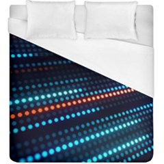 Orange Blue Dot Dots Lines Abstract Abstract Digital Art Duvet Cover (king Size) by Jancukart