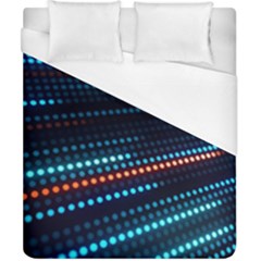 Orange Blue Dot Dots Lines Abstract Abstract Digital Art Duvet Cover (california King Size) by Jancukart