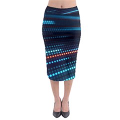 Orange Blue Dot Dots Lines Abstract Abstract Digital Art Midi Pencil Skirt