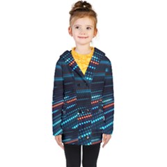 Orange Blue Dot Dots Lines Abstract Abstract Digital Art Kids  Double Breasted Button Coat