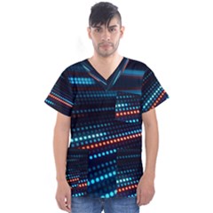 Orange Blue Dot Dots Lines Abstract Abstract Digital Art Men s V-neck Scrub Top