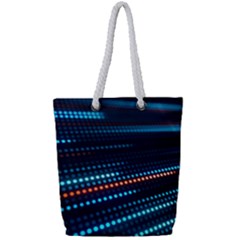 Orange Blue Dot Dots Lines Abstract Abstract Digital Art Full Print Rope Handle Tote (small) by Jancukart