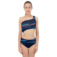 Orange Blue Dot Dots Lines Abstract Abstract Digital Art Spliced Up Two Piece Swimsuit