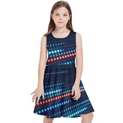 Orange Blue Dot Dots Lines Abstract Abstract Digital Art Kids  Skater Dress by Jancukart