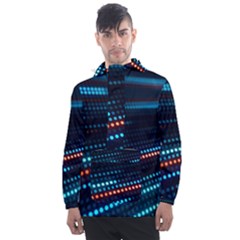 Orange Blue Dot Dots Lines Abstract Abstract Digital Art Men s Front Pocket Pullover Windbreaker by Jancukart