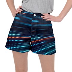 Orange Blue Dot Dots Lines Abstract Abstract Digital Art Women s Ripstop Shorts