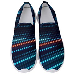 Orange Blue Dot Dots Lines Abstract Abstract Digital Art Men s Slip On Sneakers by Jancukart