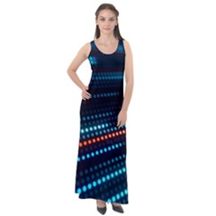 Orange Blue Dot Dots Lines Abstract Abstract Digital Art Sleeveless Velour Maxi Dress