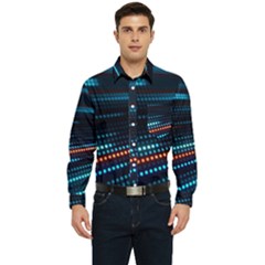 Orange Blue Dot Dots Lines Abstract Abstract Digital Art Men s Long Sleeve Pocket Shirt 