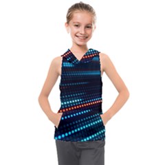 Orange Blue Dot Dots Lines Abstract Abstract Digital Art Kids  Sleeveless Hoodie