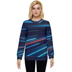 Orange Blue Dot Dots Lines Abstract Abstract Digital Art Hidden Pocket Sweatshirt