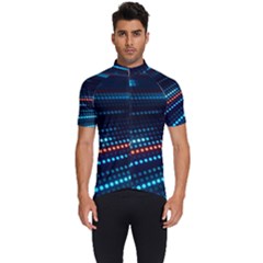 Orange Blue Dot Dots Lines Abstract Abstract Digital Art Men s Short Sleeve Cycling Jersey