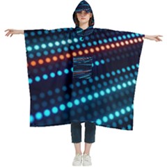 Orange Blue Dot Dots Lines Abstract Abstract Digital Art Women s Hooded Rain Ponchos