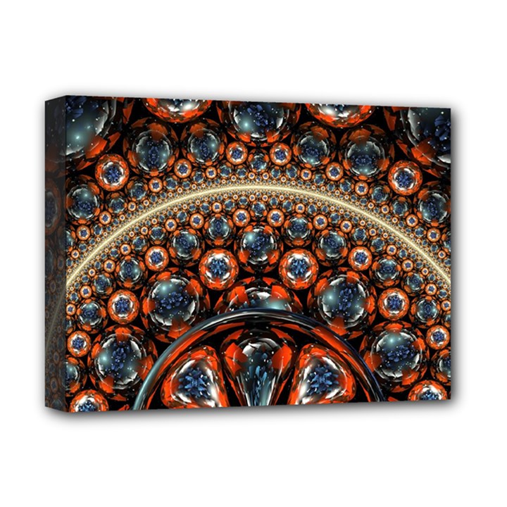 Fractal Floral Ornaments Rings 3d Sphere Floral Pattern Neon Art Deluxe Canvas 16  x 12  (Stretched) 