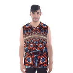 Fractal Floral Ornaments Rings 3d Sphere Floral Pattern Neon Art Men s Basketball Tank Top by Jancukart