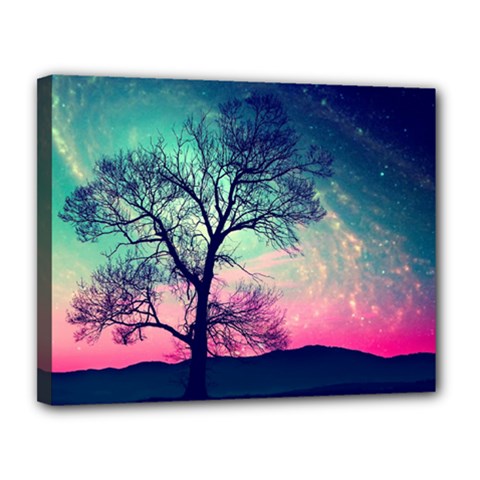 Tree Abstract Field Galaxy Night Nature Canvas 14  X 11  (stretched)