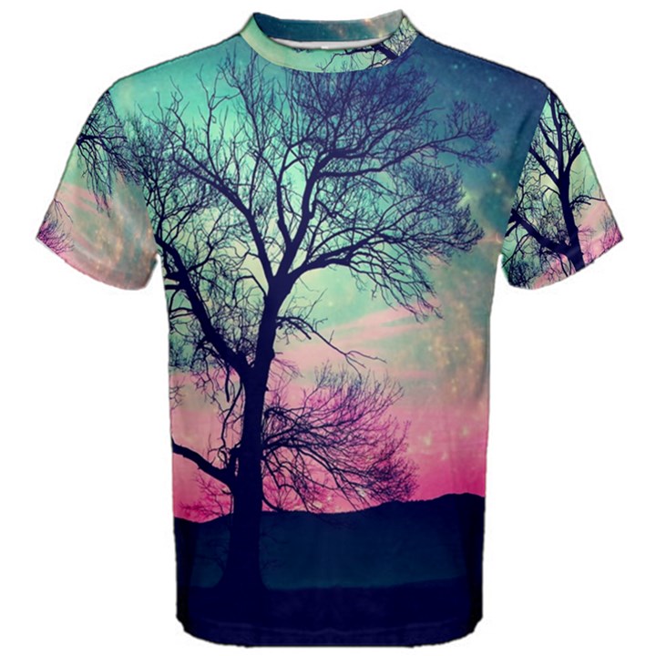 Tree Abstract Field Galaxy Night Nature Men s Cotton Tee