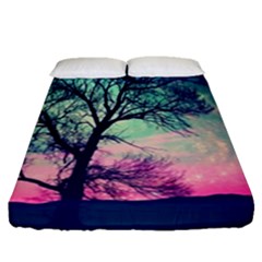 Tree Abstract Field Galaxy Night Nature Fitted Sheet (queen Size)