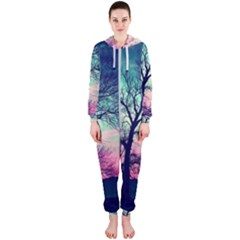 Tree Abstract Field Galaxy Night Nature Hooded Jumpsuit (ladies)