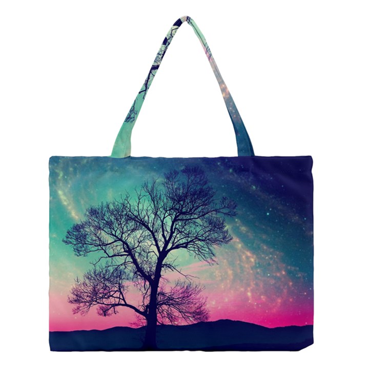 Tree Abstract Field Galaxy Night Nature Medium Tote Bag