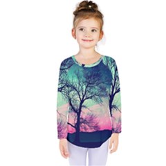 Tree Abstract Field Galaxy Night Nature Kids  Long Sleeve Tee