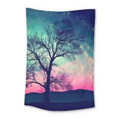 Tree Abstract Field Galaxy Night Nature Small Tapestry