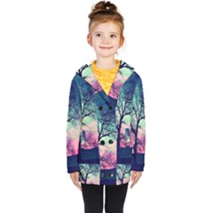 Tree Abstract Field Galaxy Night Nature Kids  Double Breasted Button Coat by Jancukart