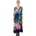 Tree Abstract Field Galaxy Night Nature Button Up Boho Maxi Dress View1