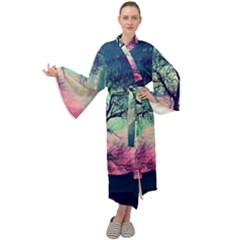 Tree Abstract Field Galaxy Night Nature Maxi Velvet Kimono by Jancukart