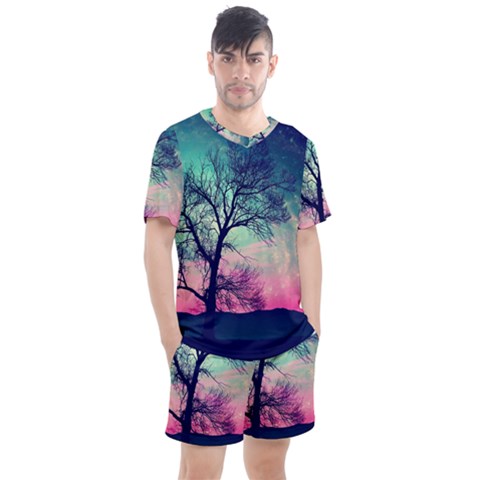 Tree Abstract Field Galaxy Night Nature Men s Mesh Tee And Shorts Set by Jancukart