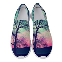 Tree Abstract Field Galaxy Night Nature Women s Slip On Sneakers