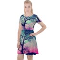 Tree Abstract Field Galaxy Night Nature Cap Sleeve Velour Dress  View1