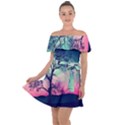 Tree Abstract Field Galaxy Night Nature Off Shoulder Velour Dress View1