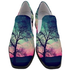 Tree Abstract Field Galaxy Night Nature Women Slip On Heel Loafers by Jancukart