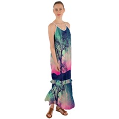 Tree Abstract Field Galaxy Night Nature Cami Maxi Ruffle Chiffon Dress